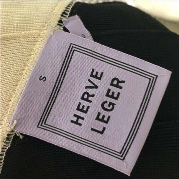 Herve Leger black and white one shoulder dress. - Picture 3 of 5